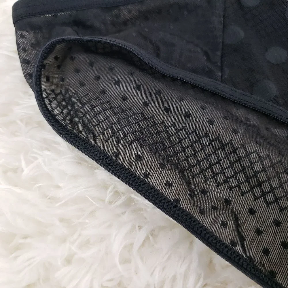 Victoria's Secret BIKINI SMALL Black Lace mesh sexy dots all over Sexy